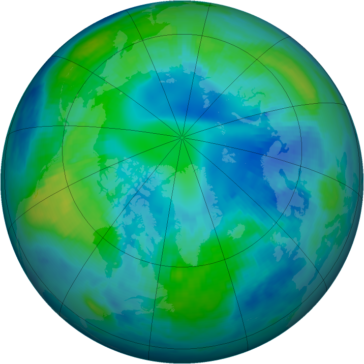Arctic ozone map for 19 October 1996